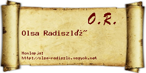 Olsa Radiszló névjegykártya